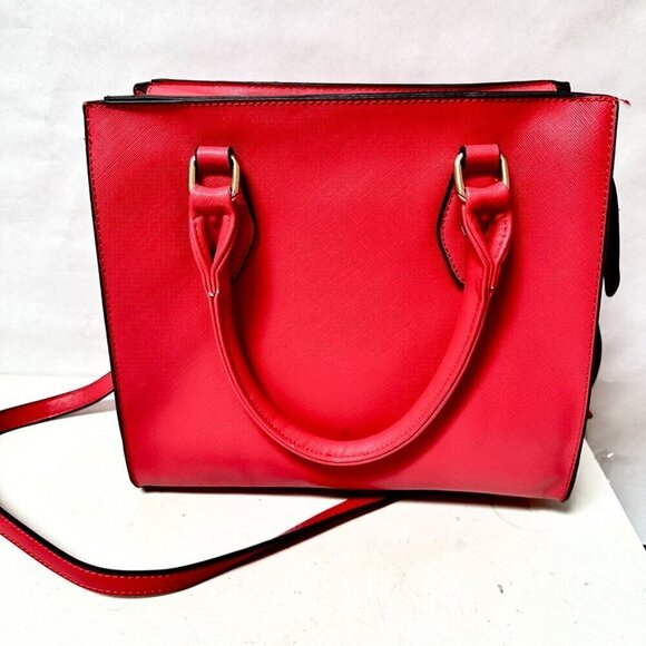 Bold Red Crossbody Bag Satchel Handbag Pocketbook Square Messenger Academia EUC - Picture 4 of 9